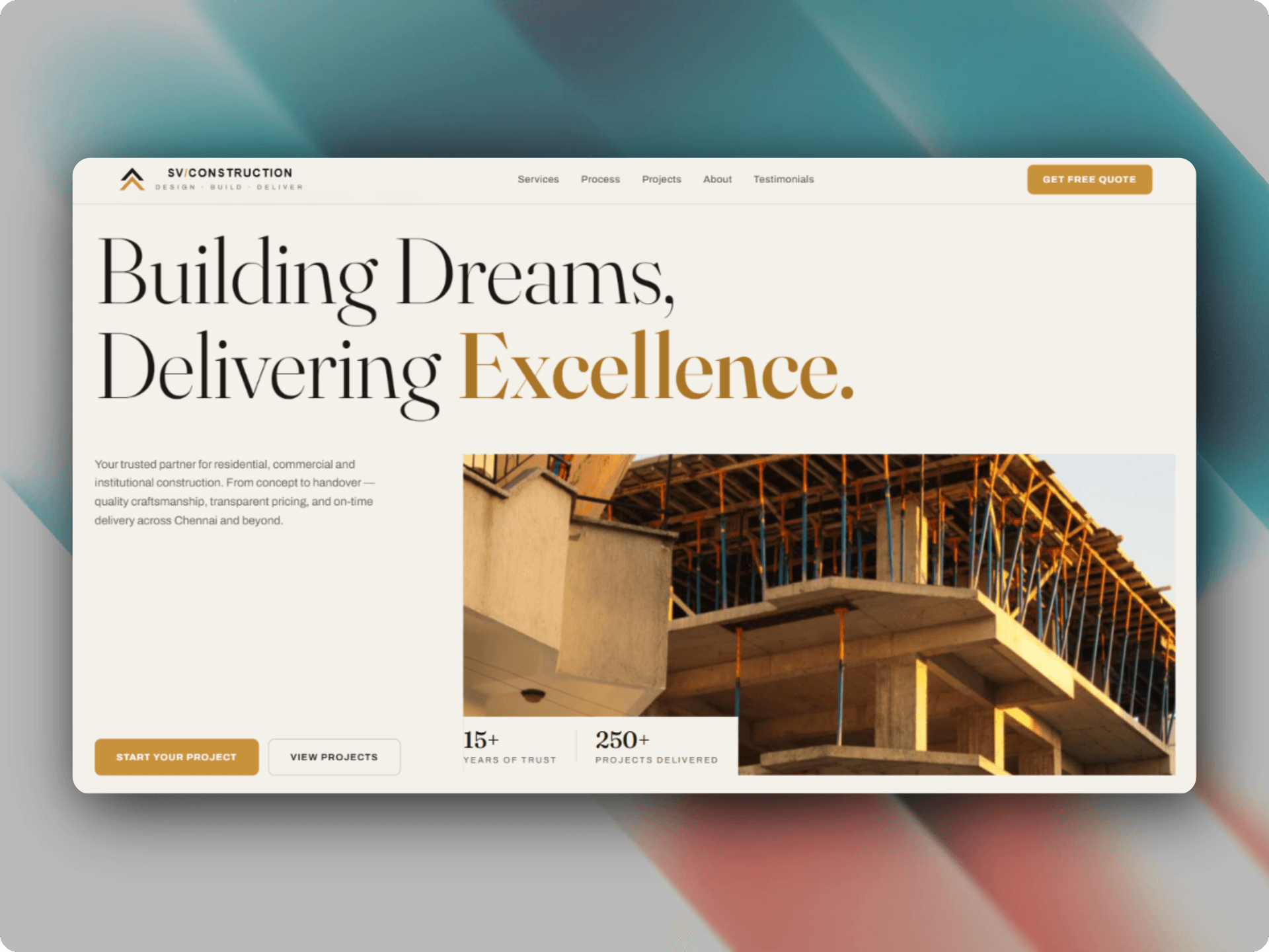 SV Construction — Construction company landing page
